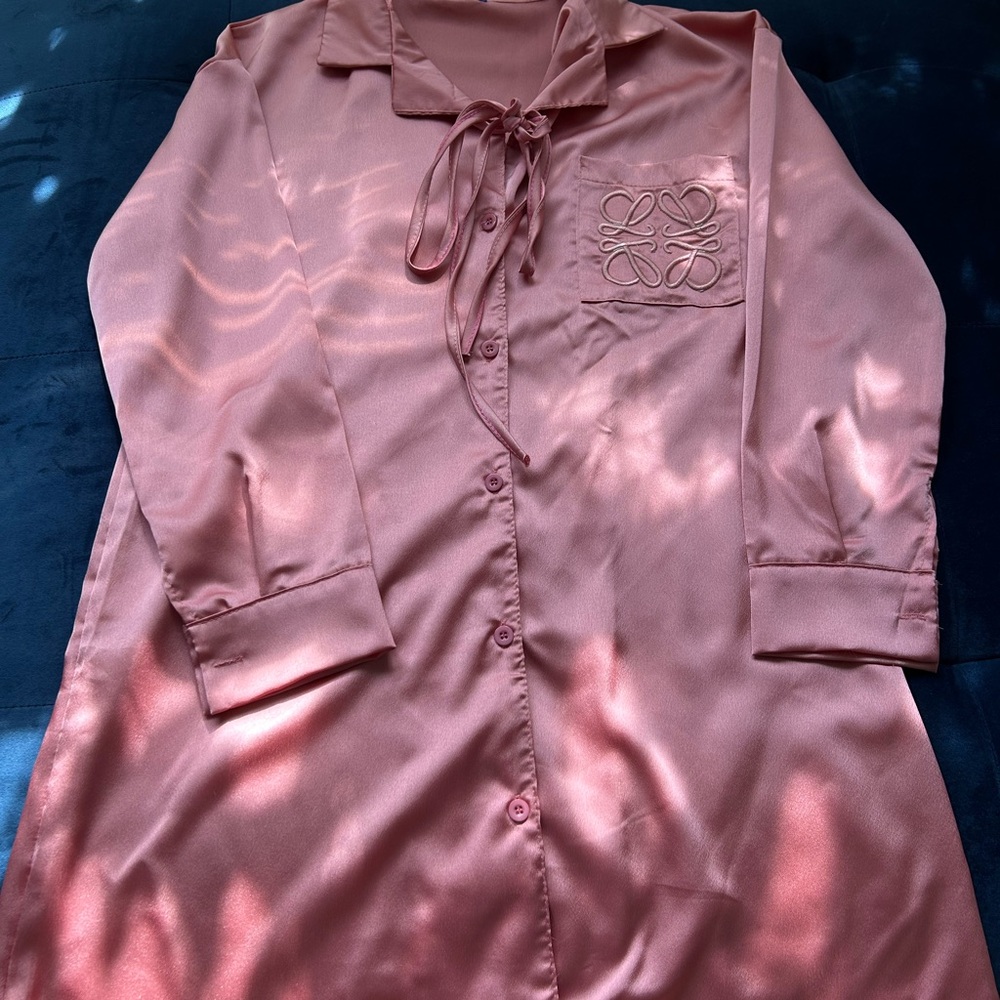Pink Button-Up Shirt Dress fits L
